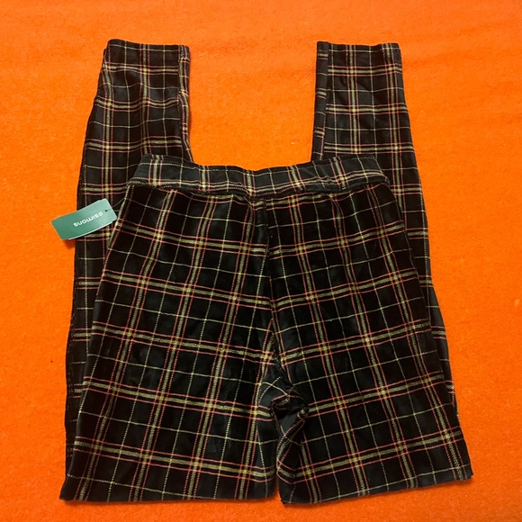 Velvet checkers plaid black, yellow and pink organic cotton blend leggings NWT - Picture 6 of 9